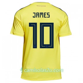 Camisolas de Futebol Colômbia James 10 Equipamento Principal Copa do Mundo 2018 Manga Curta